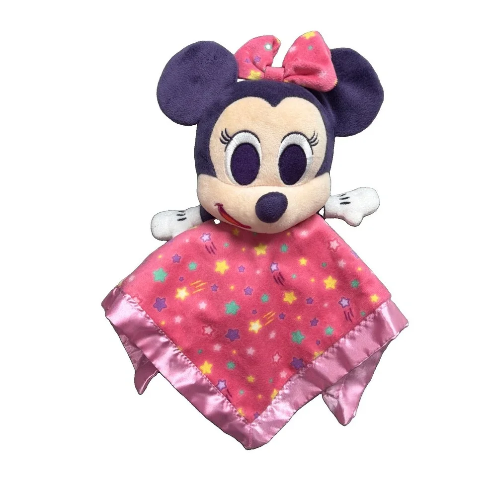 Disney Minnie Mouse Junior Rattle Lovey Satin Blankie Baby Plushie Pink Purple